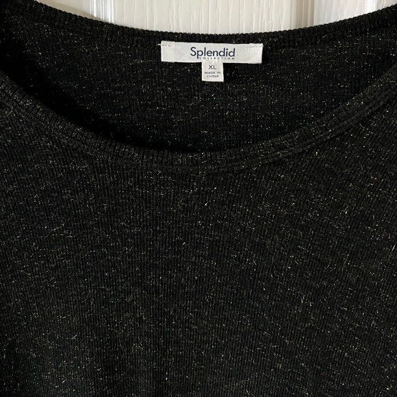 Splendid 🖤✨ black ribbed longsleeve crewneck with a subtle shimmer, XL - Picture 1 of 9